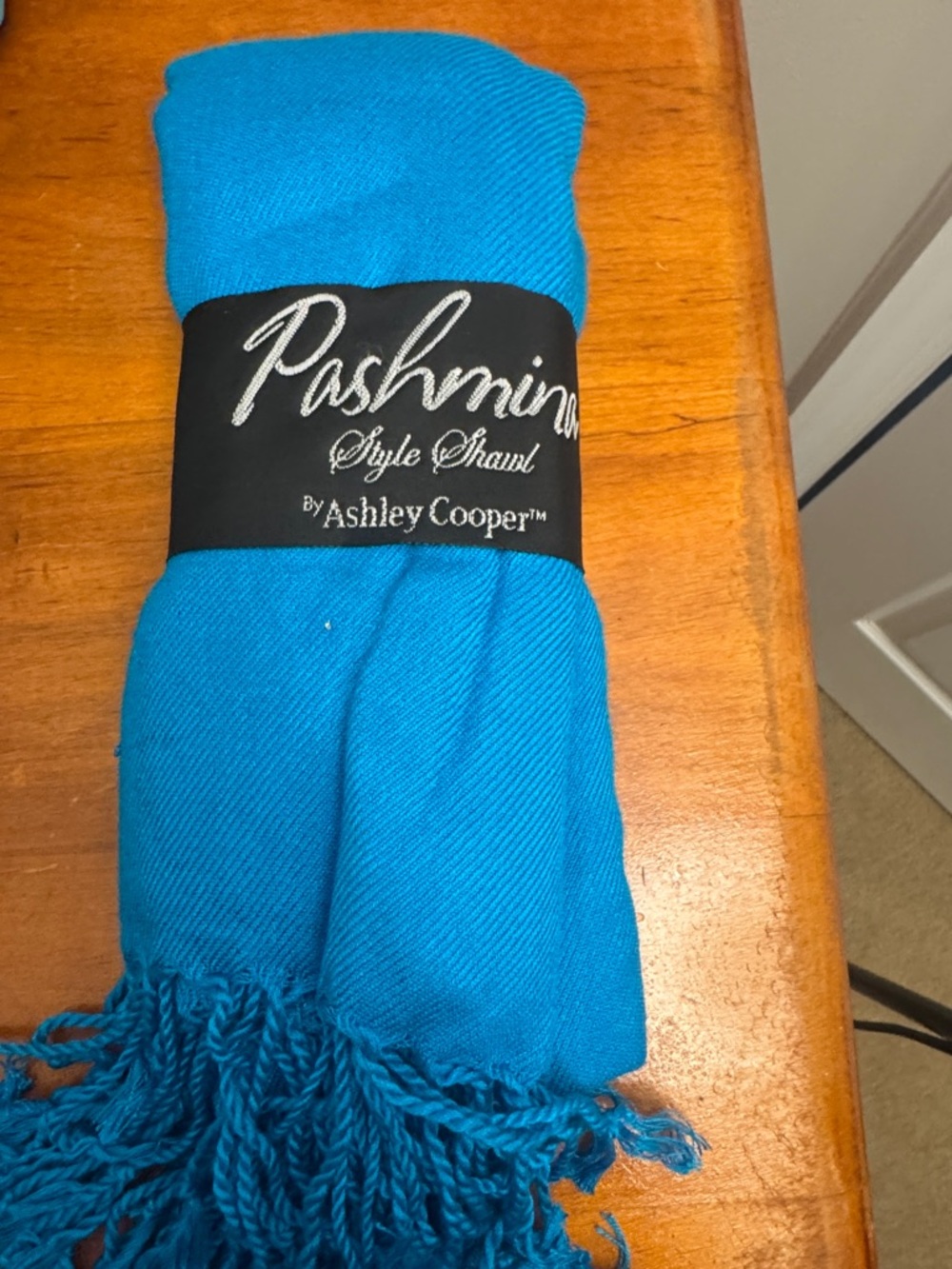 Ashley Cooper Bright Turquoise Pashmina-Style Shawl with Fringe